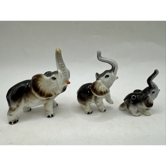 Unbranded Other - Set Of 3 Vintage Miniature Bone China Elephants Made In Japan